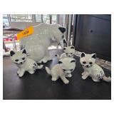 Ceramic Mother Cat and Kittens with Crackle Glaze