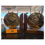 Made in England Cast Brass Bookends with Village S