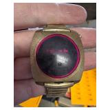 Quartzmatic Digital Watch with Gold-Tone Case and