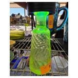 Uranium Glass Bottle with Swirled Design
