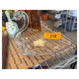 Clear Glass Swan Figurine Bowl