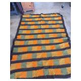 Handmade Crochet Blanket With Brown, Orange, Yello