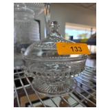 Clear Glass Pedestal Candy Dish With Lid and Decor
