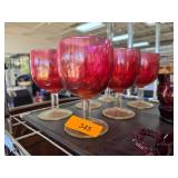 Four Red Goblets with Clear Stems