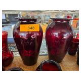 Deep Red Glass Vases