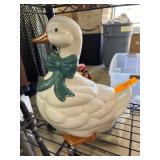 Ceramic Goose-Shaped Cookie Jar with Green Bow