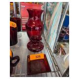 Three Red Glass Decorative Items