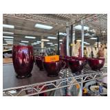 Ruby Red Glass Cups and Tumbler