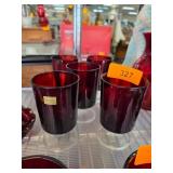 Five Anchor Hocking Ruby Red Glass Tumblers