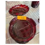 Ruby Red Glass Dishware and Lidded Candy Dish Coll