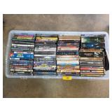 DVDs in Plastic Storage Bin