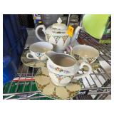 Porcelain Floral Tea Set with Teapot, Creamer, Cup