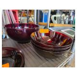 Red Ruby Glass Bowls, Large and Small Sizes