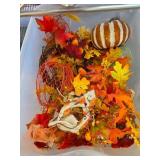 Large Plastic Bin of Autumn-Themed Decorative Item