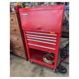 Red Rolling Tool Chest with Drawers and Top Compar