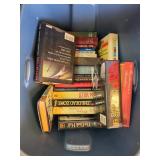 Books in Plastic Storage Bin