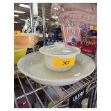 Pyrex Milk Glass Divided Dish with Lid and Base