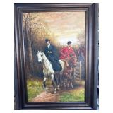 Original Oil Painting Equestrian Riders in Landsca