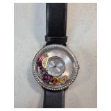 Charming Charlies Quartz Watch with Black Leather