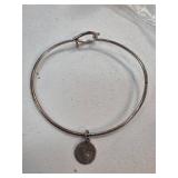 Origami Owl Sterling Silver Bangle Bracelet with C