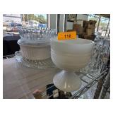 Glass and Milk Glass Tableware Including Bowls and