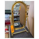 Adjustable Brass Standing Mirror with Oval Design