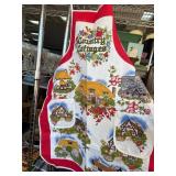 100% Cotton Country Cottages Design Apron with Red