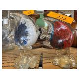 Glass Fish Figurines with Multicolor Highlights