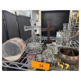 Religious and Decorative Figurines Including Cross