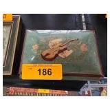 Italian Made Wooden Music Box with Violin Inlay an