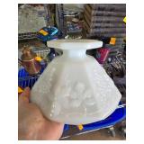 White Milk Glass Bowl with Raised Floral Design