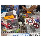 Marvel-Themed Items Including Spider-Man Bobble-He