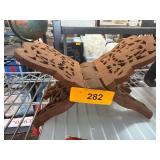 Carved Wooden Folding Bookstand with Intricate Des