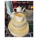 Ceramic Dinnerware Set with Coffee Pot, Plates, an