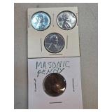 Four Coins Including Three Lincoln Cents and One M