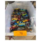 Die-Cast Toy Cars in Plastic Bin