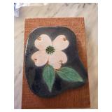 Decorative Ceramic Dogwood Flower Tile Mounted on