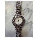 Sterling Silver Watch with Marcasite Detailing and