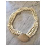 Triple-Strand Mother-of-Pearl Beaded Necklace with
