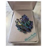 Glacier Pearle Abalone Leaf-Shaped Brooch in Origi