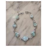 Larimar Sterling Silver Bracelet with Adjustable C
