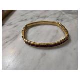 Franco Florence Red Leather Metal Bangle Bracelet