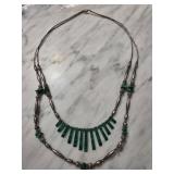 Double-Strand Necklace with Malachite Accents and