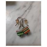Millefiori Murano Glass Cube Earrings with Metal H