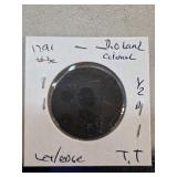 1721 Colonial Halfpenny Coin in Protective Sleeve