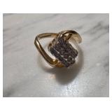 14k Gold Electroplated Ring with Clear Stones