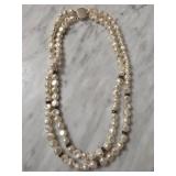 Double-Strand Freshwater Pearl Necklace with Sterl