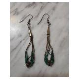 Sterling Silver and Malachite Multi-Strand Earring