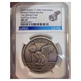 2019 Apollo 11 50th Ann Robbins Medal Restrike 1oz
