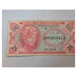 Military Payment Certificate 25 Cents Series 591